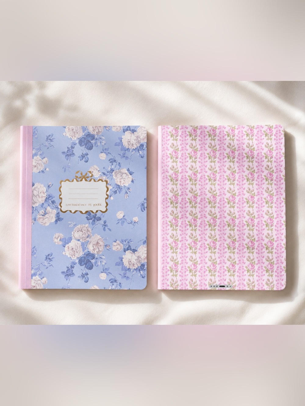 NWT lot of 2 LoveShackFancy x Target Yoobi School Notebooks Floral Pink & Blue